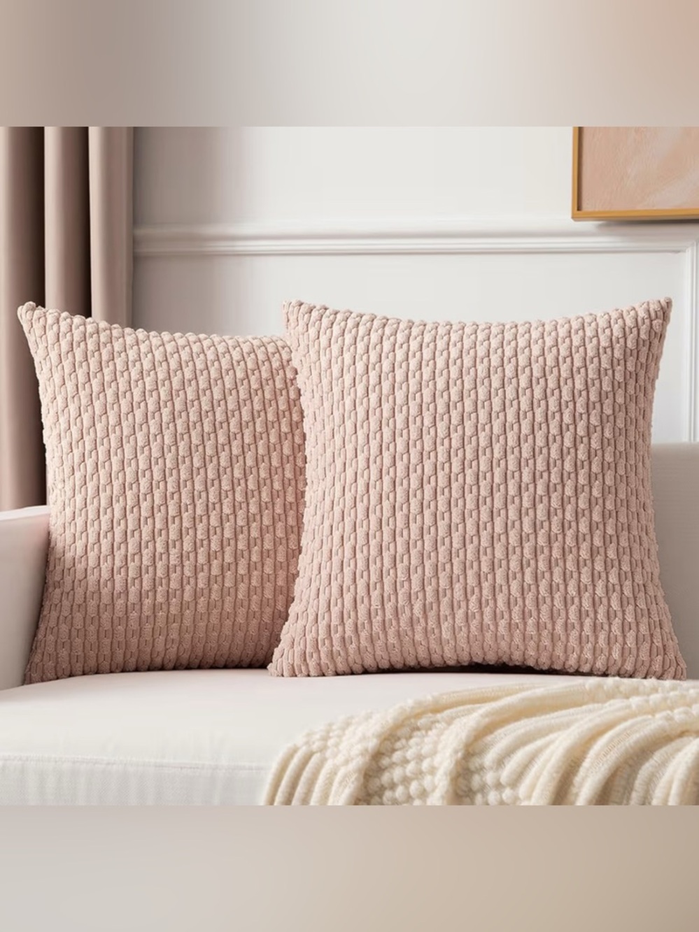 Textured Knit Throw Pillow - Blush Pink 26x26